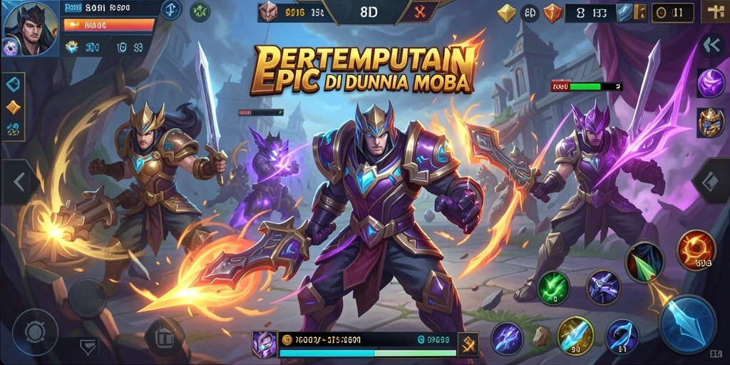Tangkapan layar gameplay 8ID yang menampilkan karakter beraksi di pertempuran MOBA.