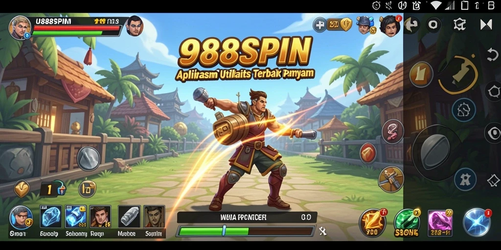 Tampilan antarmuka aplikasi 988SPIN yang sederhana dan informatif.
