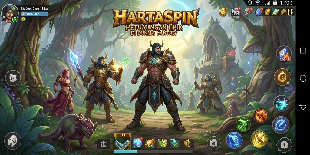 Tampilan gameplay HARTASPIN dengan aksi pertempuran yang mendebarkan.