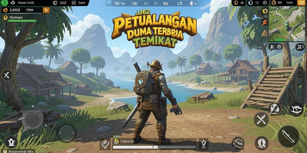 Screenshot gameplay JJ62 yang menampilkan petualangan di dunia terbuka.