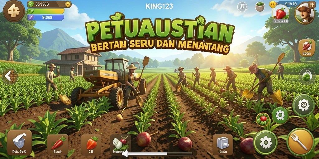Tangkapan layar KING123 menunjukkan pengalaman bertani yang penuh warna dan interaktif.