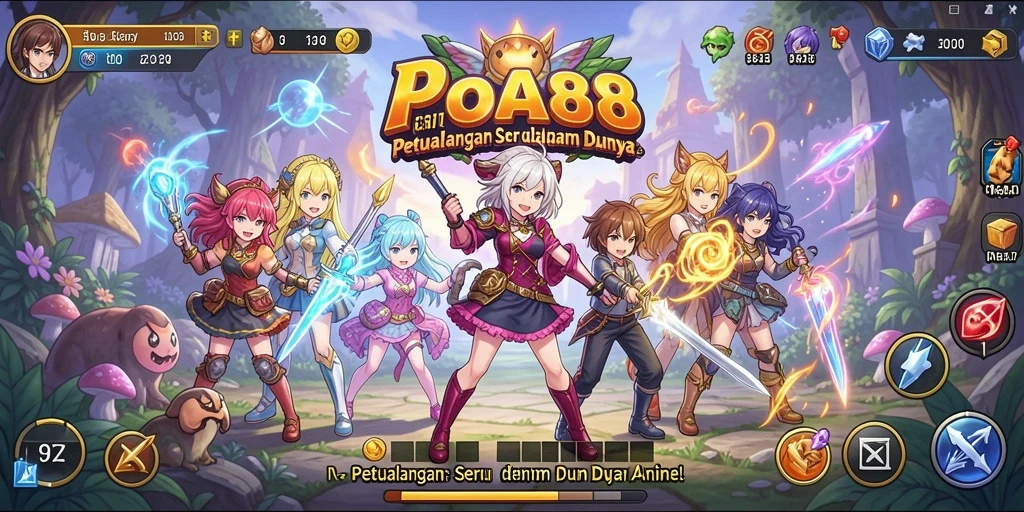 Screenshot gameplay POA88 menunjukkan aksi pertarungan seru dalam gaya Anime.