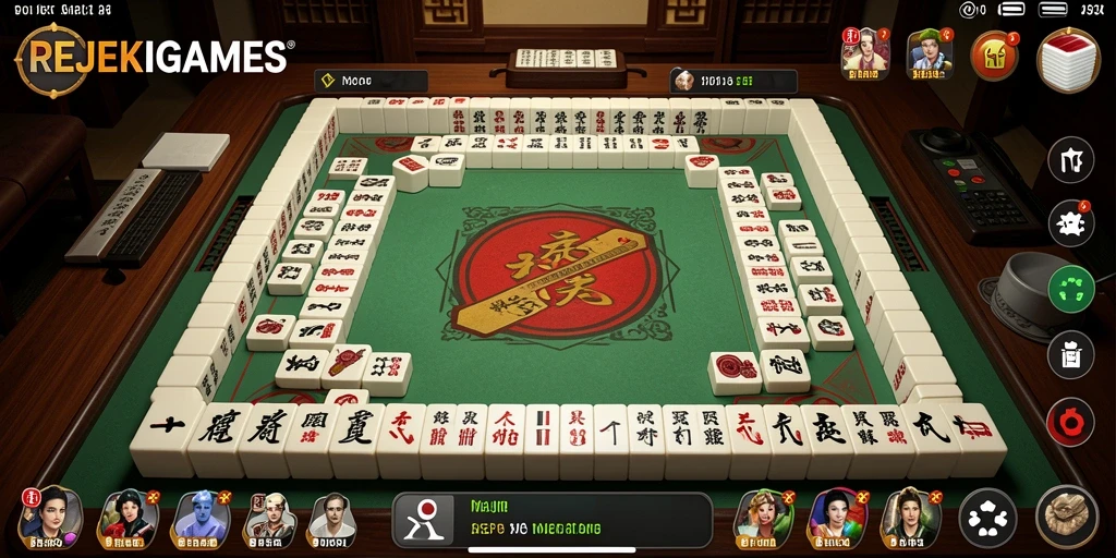 Tampilan gameplay seru dari REJEKIGAMES yang menampilkan Mahjong.