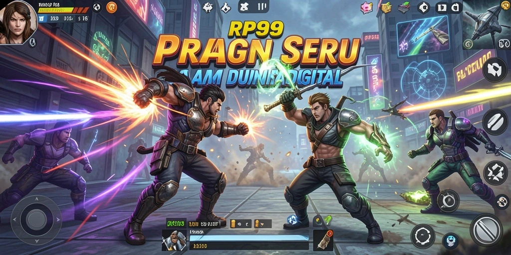 Screenshot utama RP99 menampilkan aksi pertarungan yang intens dan karakter yang dinamis.